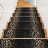 Bedliving Stair Treads for Wooden Steps, 15 Pack 8"x30" Non Slip Peel and Stick Carpet Stair Treads for Dogs, Black Leopard Print