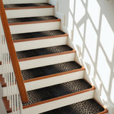 Bedliving Stair Treads for Wooden Steps, 15 Pack 8"x30" Non Slip Peel and Stick Carpet Stair Treads for Dogs, Black Leopard Print