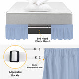 Bedliving Bed Skirt, Solid Color Light Blue Adjustable Elastic Wrap Around Dust Ruffle, Drop Pleated Style