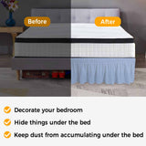 Bedliving Bed Skirt, Solid Color Light Blue Adjustable Elastic Wrap Around Dust Ruffle, Drop Pleated Style
