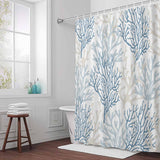 Shower Curtain for Bathroom Watercolor Abstract Coral Decorative Shower Curtains Set with 12 Hooks Grey Ocean Plants Bath Curtain Waterproof Fabric 72x72 inch
