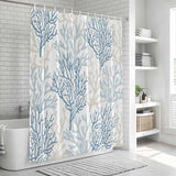 Shower Curtain for Bathroom Watercolor Abstract Coral Decorative Shower Curtains Set with 12 Hooks Grey Ocean Plants Bath Curtain Waterproof Fabric 72x72 inch