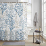 Shower Curtain for Bathroom Watercolor Abstract Coral Decorative Shower Curtains Set with 12 Hooks Grey Ocean Plants Bath Curtain Waterproof Fabric 72x72 inch