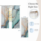 Bedliving Sheer Curtains Inches Long 2 Panels Teal Blue Grey Marble Light Filtering Voile Drapes Rod Pocket for Bedroom Living Room Decor