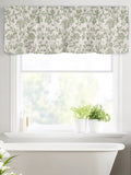 Light Green Floral Kitchen Window Valance Curtain, Retro Farmhouse Botanical Leaf Branch Rod Pocket Light Filtering Window Topper, 54 x 18 Inch, 1 Panel