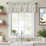 Light Green Floral Kitchen Window Valance Curtain, Retro Farmhouse Botanical Leaf Branch Rod Pocket Light Filtering Window Topper, 54 x 18 Inch, 1 Panel