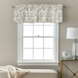 Light Green Floral Kitchen Window Valance Curtain, Retro Farmhouse Botanical Leaf Branch Rod Pocket Light Filtering Window Topper, 54 x 18 Inch, 1 Panel