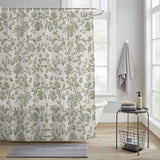 Bedliving Shower Curtain for Bathroom Light Green Floral Decorative Shower Curtains Set with 12 Hooks Retro Farmhouse Botanical Leaf Branch Bath Curtain Waterproof Fabric 72x72 inch