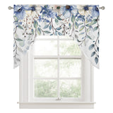 Bedliving Swag Valance for Blue Flowers & Floral Eucalyptus Leaves Kitchen Bathroom Over