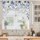 Bedliving Swag Valance for Blue Flowers & Floral Eucalyptus Leaves Kitchen Bathroom Over