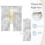 Bedliving Sheer Curtains Inches Long 2 Panels Summer Palm Leaves Light Filtering Voile Drapes Rod Pocket for Bedroom Living Room Decor