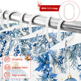 Shower Curtain for Bathroom Blue Christmas Balls Decorative Shower Curtains Set with 12 Hooks Winter Xmas Ball Poinsettia Snowflake Bath Curtain Waterproof Fabric 72x72 inch