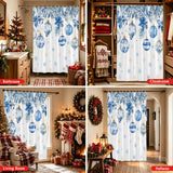 Shower Curtain for Bathroom Blue Christmas Balls Decorative Shower Curtains Set with 12 Hooks Winter Xmas Ball Poinsettia Snowflake Bath Curtain Waterproof Fabric 72x72 inch