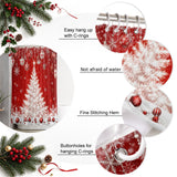 Shower Curtain for Bathroom Red White Christmas Tree Hanging Ornaments Decorative Shower Curtains Set with 12 Hooks Snowflakes Bath Curtain Waterproof Fabric 72x72 inch