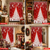 Shower Curtain for Bathroom Red White Christmas Tree Hanging Ornaments Decorative Shower Curtains Set with 12 Hooks Snowflakes Bath Curtain Waterproof Fabric 72x72 inch