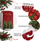 Shower Curtain for Bathroom Red Christmas Tre Bow Decorative Shower Curtains Set with 12 Hooks Gold Snowflakes Bath Curtain Waterproof Fabric 72x72 inch