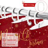 Shower Curtain for Bathroom Red Christmas Tre Bow Decorative Shower Curtains Set with 12 Hooks Gold Snowflakes Bath Curtain Waterproof Fabric 72x72 inch