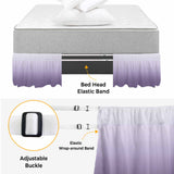 Bedliving Bed Skirt, Purple Ombre Gradient Color Adjustable Elastic Wrap Around Dust Ruffle, Drop Pleated Style