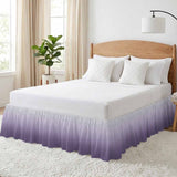 Bedliving Bed Skirt, Purple Ombre Gradient Color Adjustable Elastic Wrap Around Dust Ruffle, Drop Pleated Style