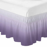 Bedliving Bed Skirt, Purple Ombre Gradient Color Adjustable Elastic Wrap Around Dust Ruffle, Drop Pleated Style