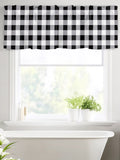 Buffalo Check Kitchen Window Valance Curtain, Black White Plaid Rustic Rod Pocket Light Filtering Window Topper, 54 x 18 Inch, 1 Panel