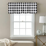 Buffalo Check Kitchen Window Valance Curtain, Black White Plaid Rustic Rod Pocket Light Filtering Window Topper, 54 x 18 Inch, 1 Panel