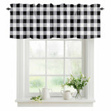Buffalo Check Kitchen Window Valance Curtain, Black White Plaid Rustic Rod Pocket Light Filtering Window Topper, 54 x 18 Inch, 1 Panel