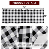 Buffalo Check Kitchen Window Valance Curtain, Black White Plaid Rustic Rod Pocket Light Filtering Window Topper, 54 x 18 Inch, 1 Panel
