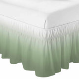Bedliving Bed Skirt, Ombre Sage Green Gradient Color Adjustable Elastic Wrap Around Dust Ruffle, Drop Pleated Style