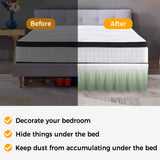 Bedliving Bed Skirt, Ombre Sage Green Gradient Color Adjustable Elastic Wrap Around Dust Ruffle, Drop Pleated Style