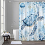 Shower Curtain for Bathroom Turtle Decorative Shower Curtains Set with 12 Hooks Marine Life Bath Curtain Waterproof Fabric 72x72 inch