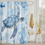 Shower Curtain for Bathroom Turtle Decorative Shower Curtains Set with 12 Hooks Marine Life Bath Curtain Waterproof Fabric 72x72 inch