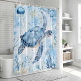 Shower Curtain for Bathroom Turtle Decorative Shower Curtains Set with 12 Hooks Marine Life Bath Curtain Waterproof Fabric 72x72 inch
