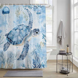 Shower Curtain for Bathroom Turtle Decorative Shower Curtains Set with 12 Hooks Marine Life Bath Curtain Waterproof Fabric 72x72 inch