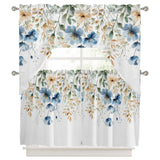 Bedliving Swag Valance for Blue Flowers & Leaf Watercolor Wildflowers Plants Botanical Kitchen Bathroom Over