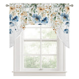 Bedliving Swag Valance for Blue Flowers & Leaf Watercolor Wildflowers Plants Botanical Kitchen Bathroom Over