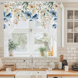 Bedliving Swag Valance for Blue Flowers & Leaf Watercolor Wildflowers Plants Botanical Kitchen Bathroom Over