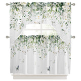 Bedliving Swag Valance for Eucalyptus Leaves & Farmhouse Botanical Butterfly Kitchen Bathroom Over