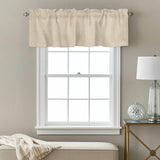 Beige Linen Texture Kitchen Window Valance Curtain, Solid Color Rod Pocket Light Filtering Window Topper, 54 x 18 Inch, 1 Panel
