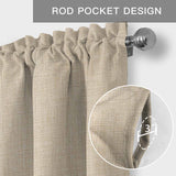 Beige Linen Texture Kitchen Window Valance Curtain, Solid Color Rod Pocket Light Filtering Window Topper, 54 x 18 Inch, 1 Panel