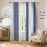 Bedliving Sheer Curtains Inches Long 2 Panels Navy Blue Striped Light Filtering Voile Drapes Rod Pocket for Bedroom Living Room Decor