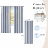 Bedliving Sheer Curtains Inches Long 2 Panels Navy Blue Striped Light Filtering Voile Drapes Rod Pocket for Bedroom Living Room Decor