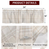 Farmhouse Linen Look Kitchen Window Valance Curtain, Rod Pocket Light Filtering Window Topper, 54 x 18 Inch, 1 Panel