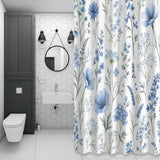 Bedliving Shower Curtain for Bathroom Blue Wildflowers Decorative Shower Curtains Set with 12 Hooks Stems Bath Curtain Waterproof Fabric 72x72 inch