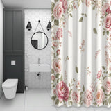 Bedliving Shower Curtain for Bathroom Pink Roses Decorative Shower Curtains Set with 12 Hooks Peonies Border Bath Curtain Waterproof Fabric 72x72 inch