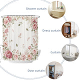 Bedliving Shower Curtain for Bathroom Pink Roses Decorative Shower Curtains Set with 12 Hooks Peonies Border Bath Curtain Waterproof Fabric 72x72 inch