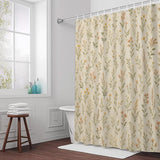 Bedliving Shower Curtain for Bathroom Beige Wildflowers Decorative Shower Curtains Set with 12 Hooks Meadow Bath Curtain Waterproof Fabric 72x72 inch