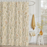 Bedliving Shower Curtain for Bathroom Beige Wildflowers Decorative Shower Curtains Set with 12 Hooks Meadow Bath Curtain Waterproof Fabric 72x72 inch