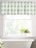 Green White Plaid Kitchen Window Valance Curtain, Abstract Art Rod Pocket Light Filtering Window Topper, 54 x 18 Inch, 1 Panel