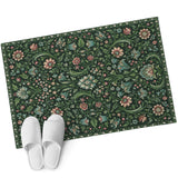 Bedliving x Washable Area Rug, Dark Green Vintage Floral Low Pile for